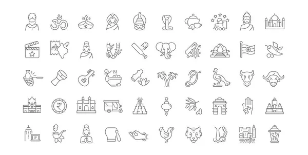 Set Vector Line Icons India Modern Concepts Web Apps — Stock Vector