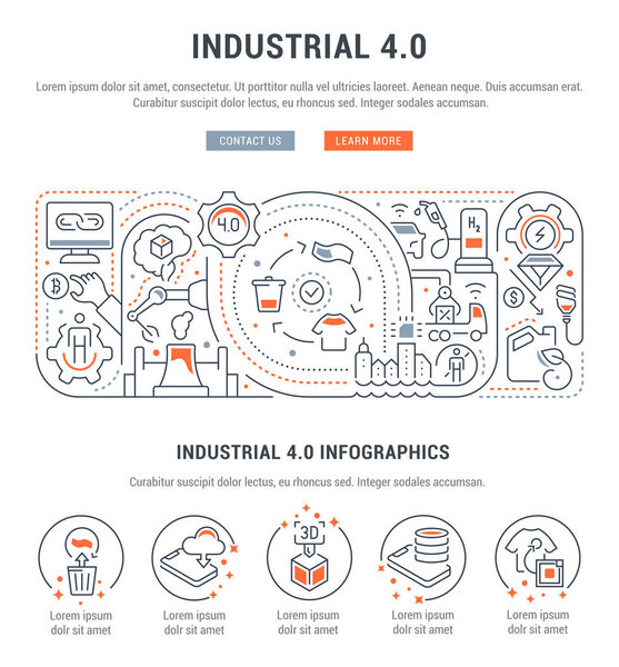 Линейный баннер индустриального 4.0. Векторная иллюстрация промышленной революции
.