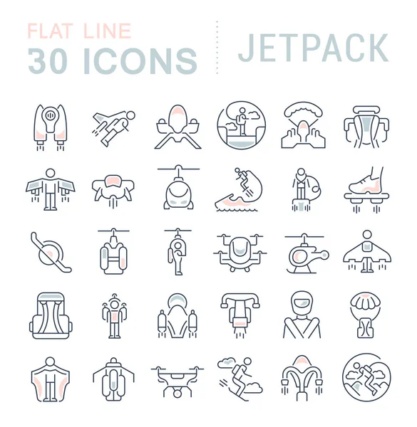 Conjunto Iconos Línea Vectorial Jetpack Para Conceptos Modernos Web Aplicaciones — Archivo Imágenes Vectoriales