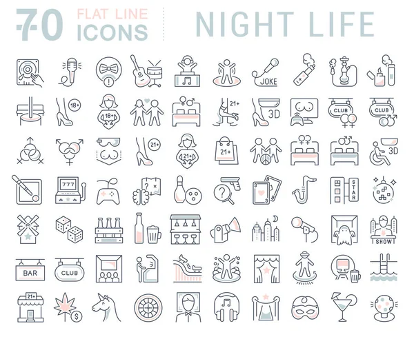 Conjunto Iconos Línea Vectorial Vida Nocturna Para Conceptos Modernos Web — Archivo Imágenes Vectoriales