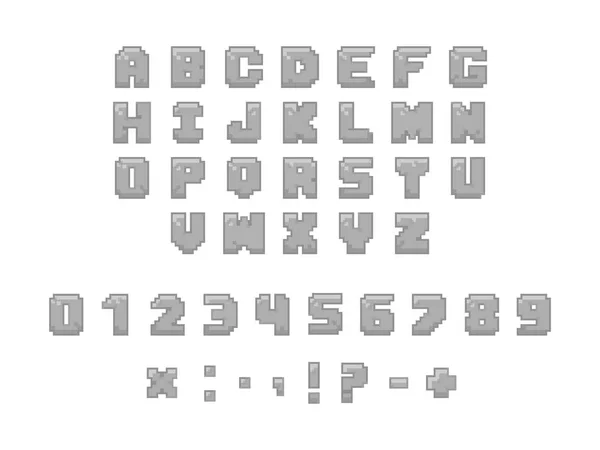 Pixel Fuente Números Signos Puntuación Tipo Letra Para Videojuegos — Archivo Imágenes Vectoriales