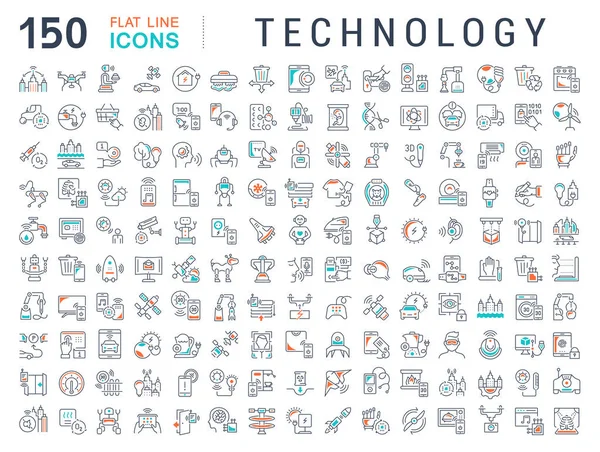 Conjunto Ícones Linha Vetorial Tecnologia Para Conceitos Modernos Web Aplicativos — Vetor de Stock