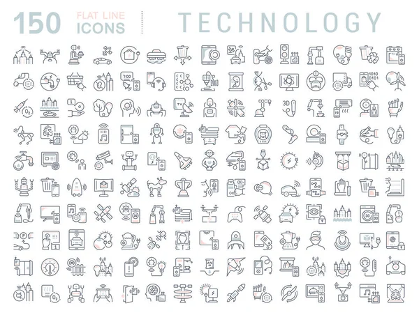 Conjunto Iconos Línea Vectorial Tecnología Para Conceptos Modernos Web Aplicaciones — Vector de stock