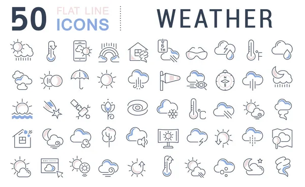 Set Vector Line Icons Weather Modern Concepts Web Apps — Stock Vector