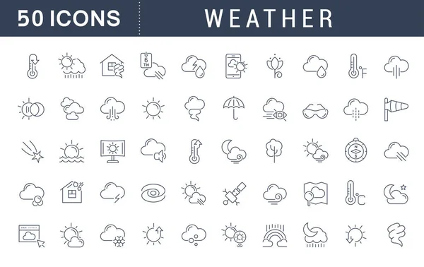 Set Vector Line Icons Weather Modern Concepts Web Apps — Stock Vector