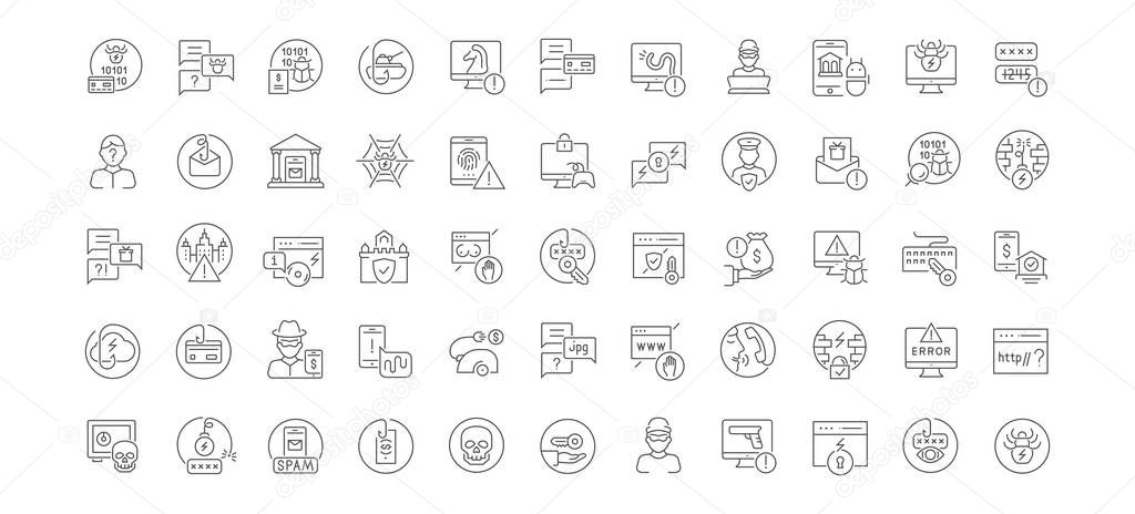 Set of vector line icons of phishing for modern concepts, web and apps.