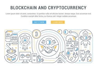 Doğrusal afiş Blockchain ve Cryptocurrency.