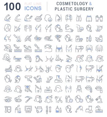 Set Vector Line Icons of Cosmetology and Plastic Surgery. clipart