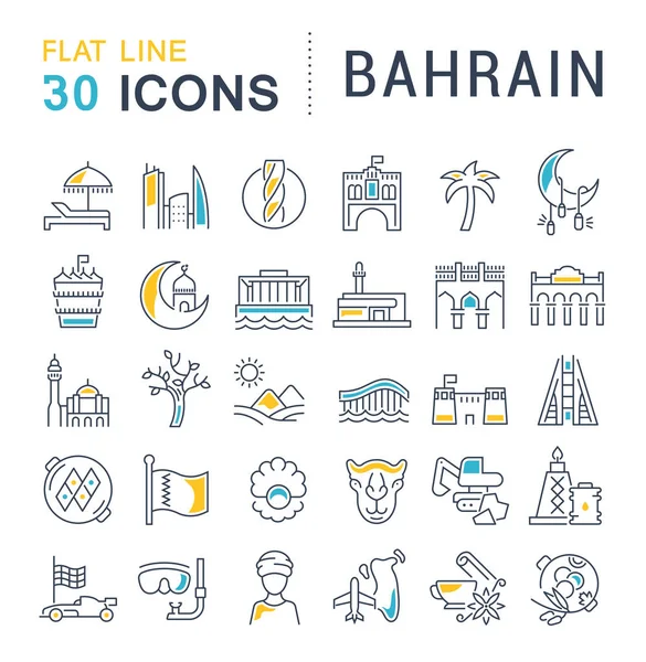 Set de iconos de la línea vectorial de Bahréin . — Vector de stock