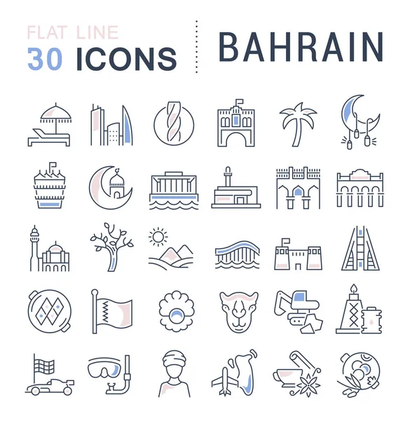 Set de iconos de la línea vectorial de Bahréin . — Vector de stock