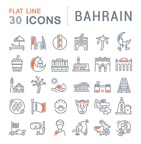Set de iconos de la línea vectorial de Bahréin . — Vector de stock