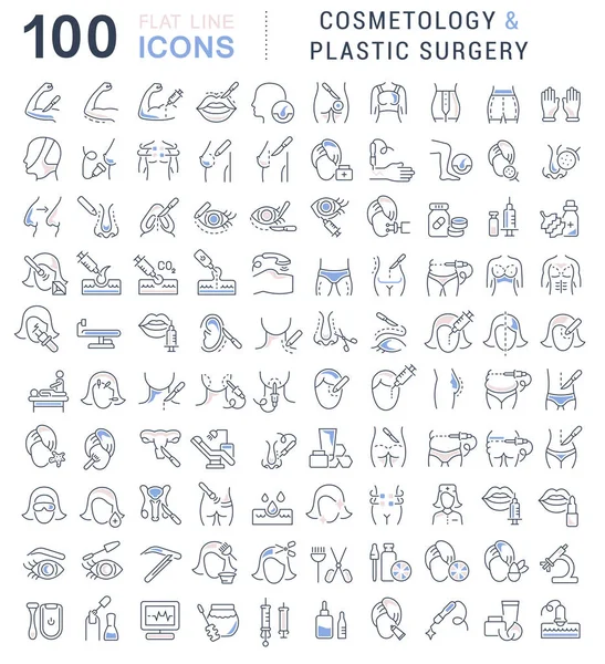 Set vector lijn iconen van cosmetische en plastische chirurgie. — Stockvector