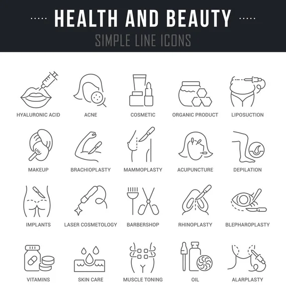 Stel vector lijn iconen van gezondheid en schoonheid. — Stockvector