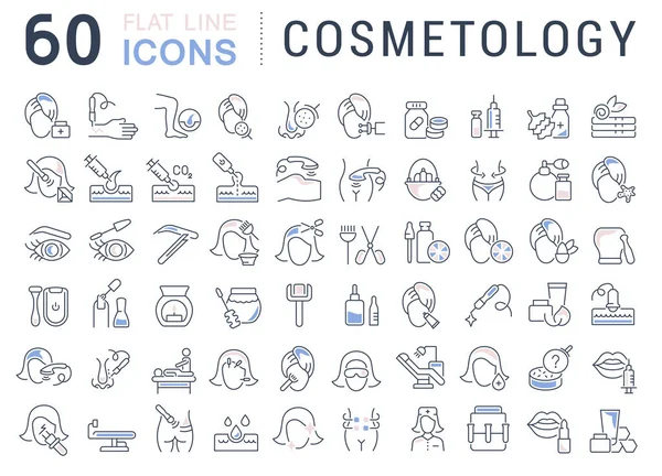 Set Vector Line Icons of Cosmetology. — Stock Vector