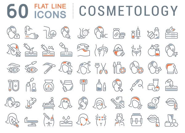 Set de iconos de la línea vectorial de cosmetología . — Archivo Imágenes Vectoriales