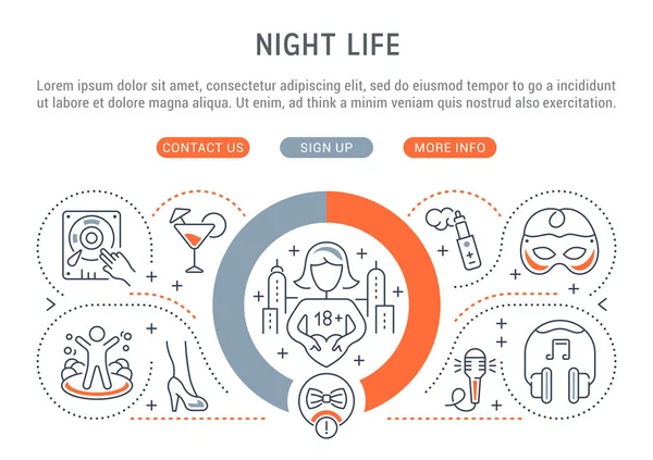 Illustration vectorielle de la vie nocturne . — Image vectorielle