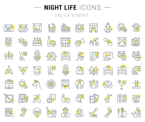 Набор векторных иконок ночной жизни . — стоковый вектор