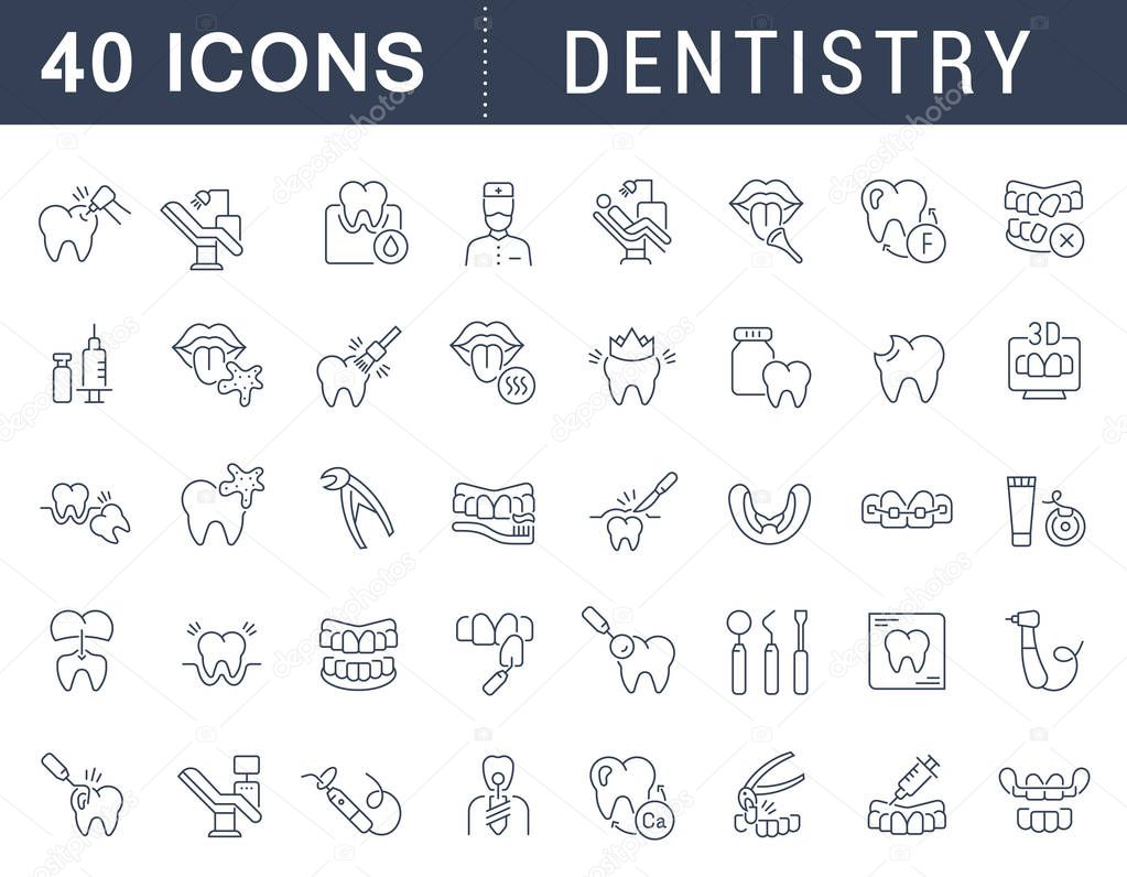 Set of vector line icons of dentistry for modern concepts, web and apps.