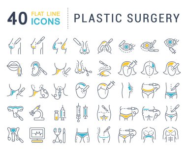 Plastik cerrahinin vektör hat Icons set.