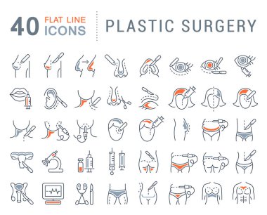 Plastik cerrahinin vektör hat Icons set.