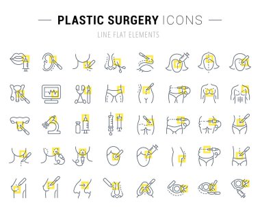 Set Vector Line Icons of Plastic Surgery. clipart