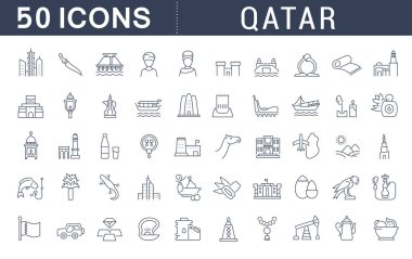 Katar vektör çizgi simgeleri ayarlama.