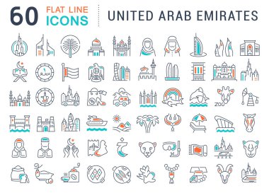 Birleşik Arap Emirlikleri, vektör hat Icons set.