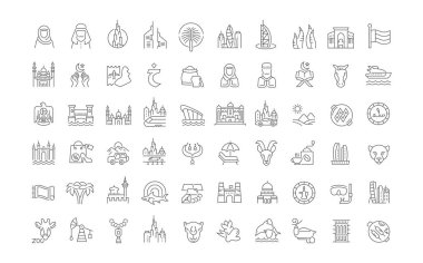 Birleşik Arap Emirlikleri, vektör hat Icons set.