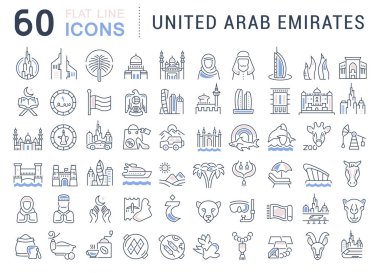 Birleşik Arap Emirlikleri, vektör hat Icons set.