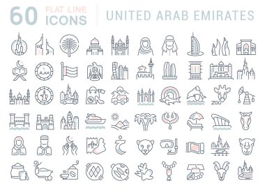 Birleşik Arap Emirlikleri, vektör hat Icons set.