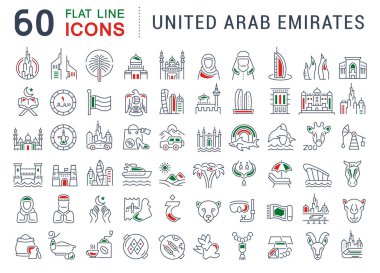 Birleşik Arap Emirlikleri, vektör hat Icons set.