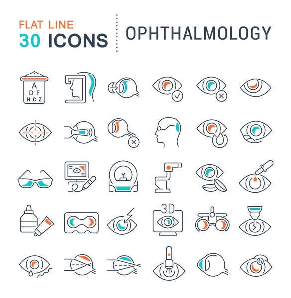 Set icone della linea vettoriale di oftalmologia . — Vettoriale Stock