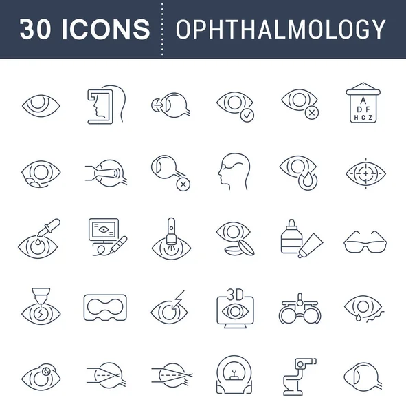 Набор векторных икон офтальмологии . — стоковый вектор