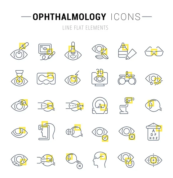 Conjunto de ícones de linha vetorial de oftalmologia . —  Vetores de Stock