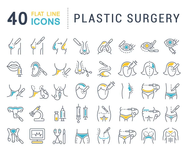 Definir ícones de linha vetorial de cirurgia plástica . —  Vetores de Stock