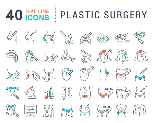 Set Vektor Line Symbole der plastischen Chirurgie. — Stockvektor