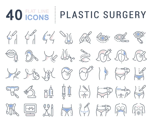 Plastik cerrahinin vektör hat Icons set. — Stok Vektör