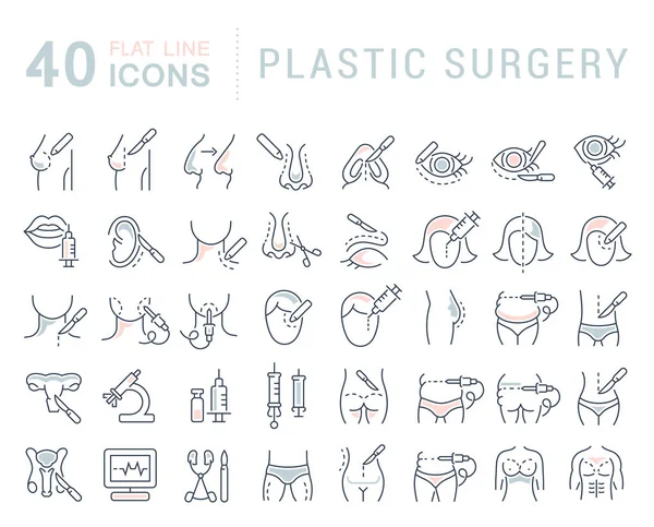 Plastik cerrahinin vektör hat Icons set. — Stok Vektör