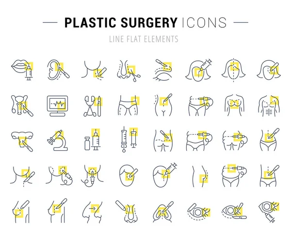 Set Vector Line Icons of Plastic Surgery. — Stock Vector