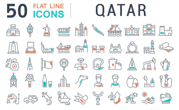 Set de iconos de línea vectorial de Qatar . — Vector de stock