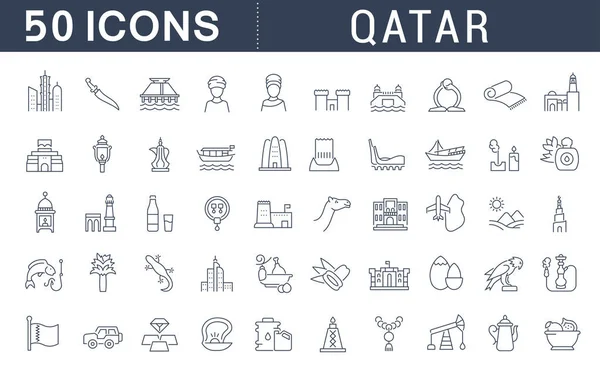 Set de iconos de línea vectorial de Qatar . — Vector de stock