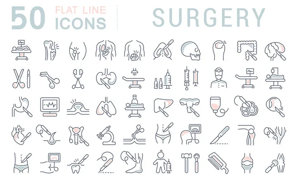 Impostare le icone della linea vettoriale di chirurgia . — Vettoriale Stock