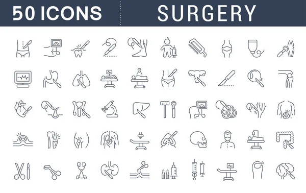 Definir ícones de linha vetorial da cirurgia . — Vetor de Stock