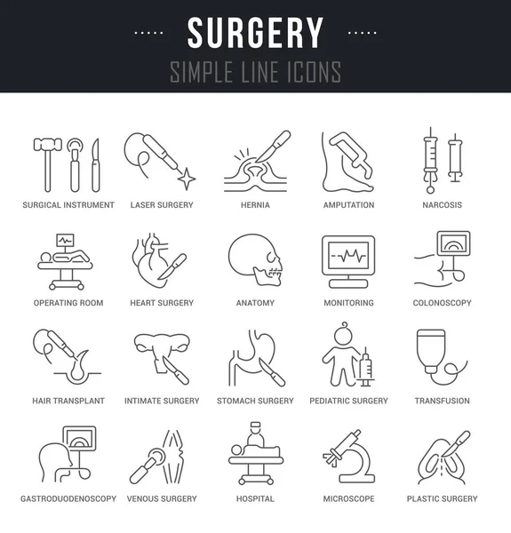 Vektorlinien-Symbole der Chirurgie setzen. — Stockvektor
