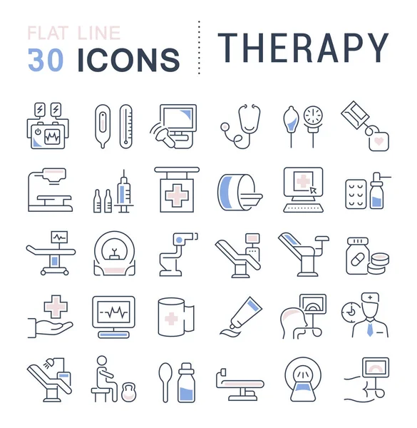 Definir ícones de linha vetorial de terapia . — Vetor de Stock