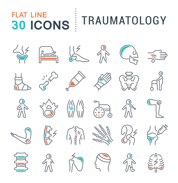 Set Vector Line Iconos de Traumatología . — Vector de stock