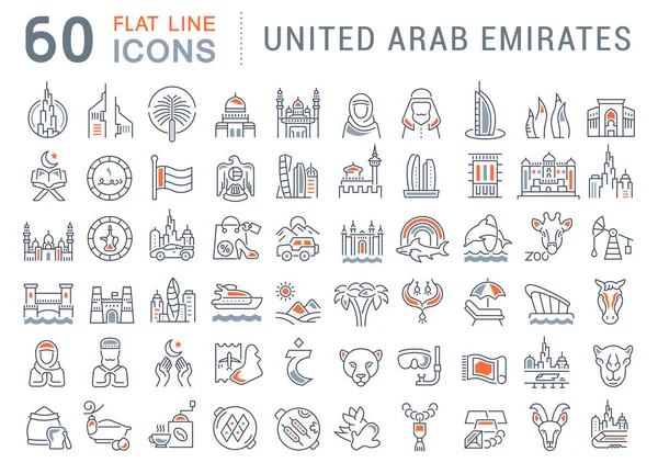 Set de iconos de la línea vectorial de Emiratos Árabes Unidos . — Vector de stock