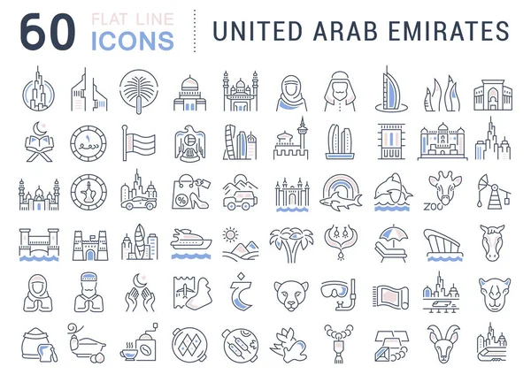 Set de iconos de la línea vectorial de Emiratos Árabes Unidos . — Vector de stock