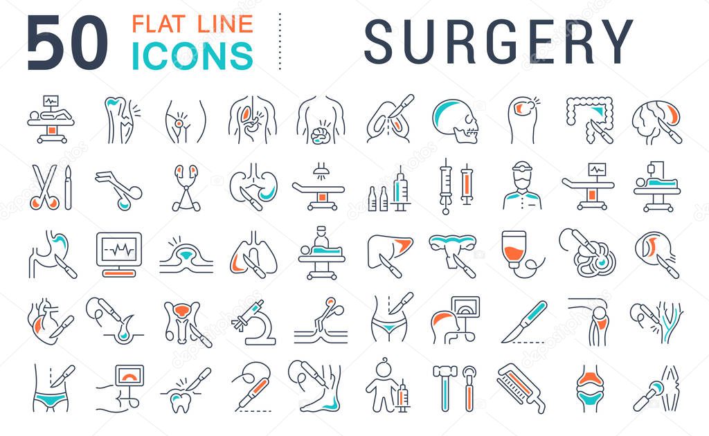 Set of vector line icons of surgery for modern concepts, web and apps.