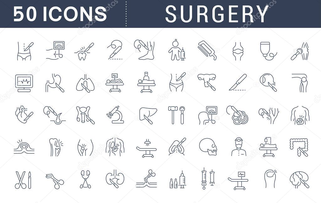 Set Vector Line Icons of Surgery.